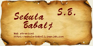 Sekula Babalj vizit kartica
